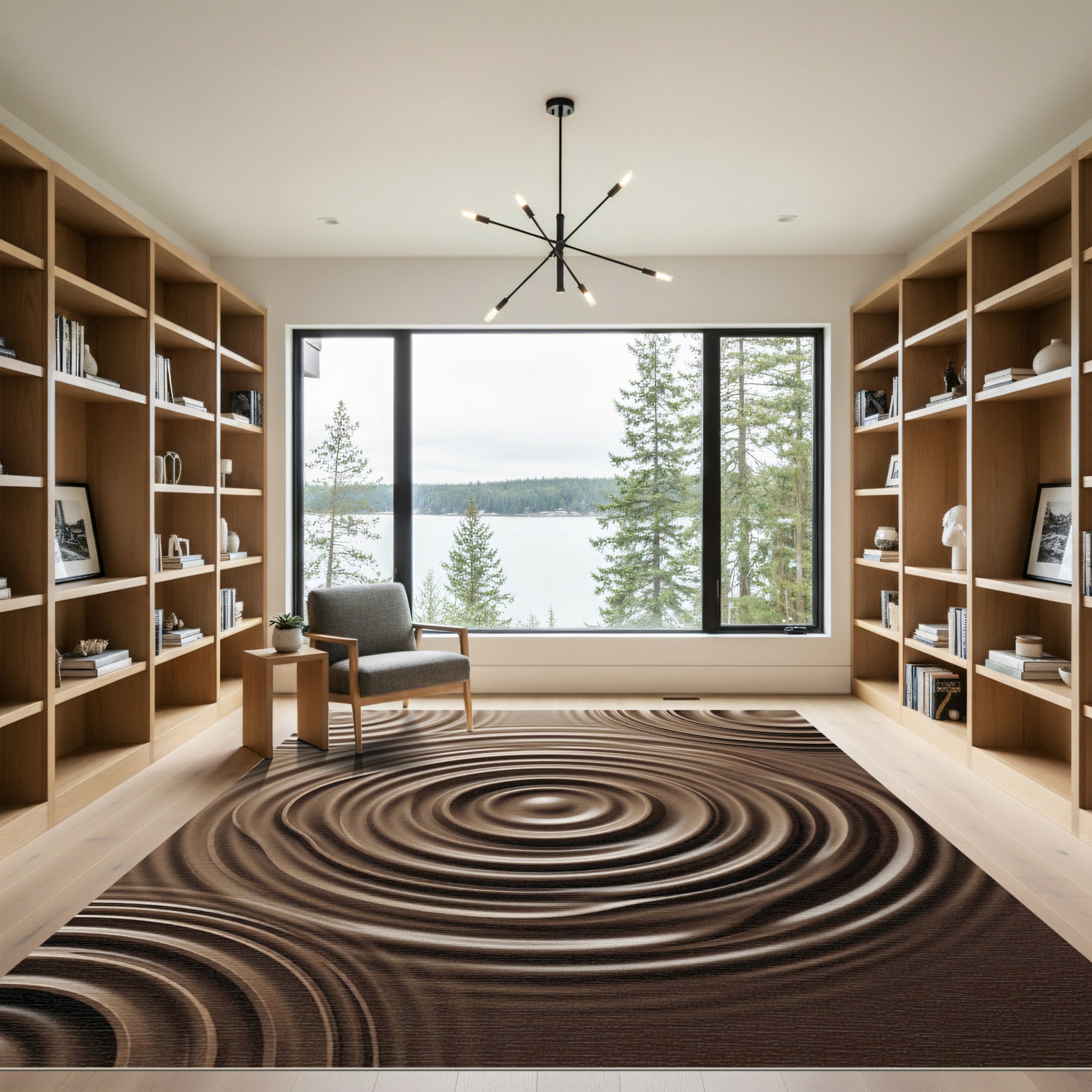 Chocolate Ripples Concentric Circles Rug