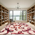 Elegant Burgundy Satin Ribbon Bows Rug