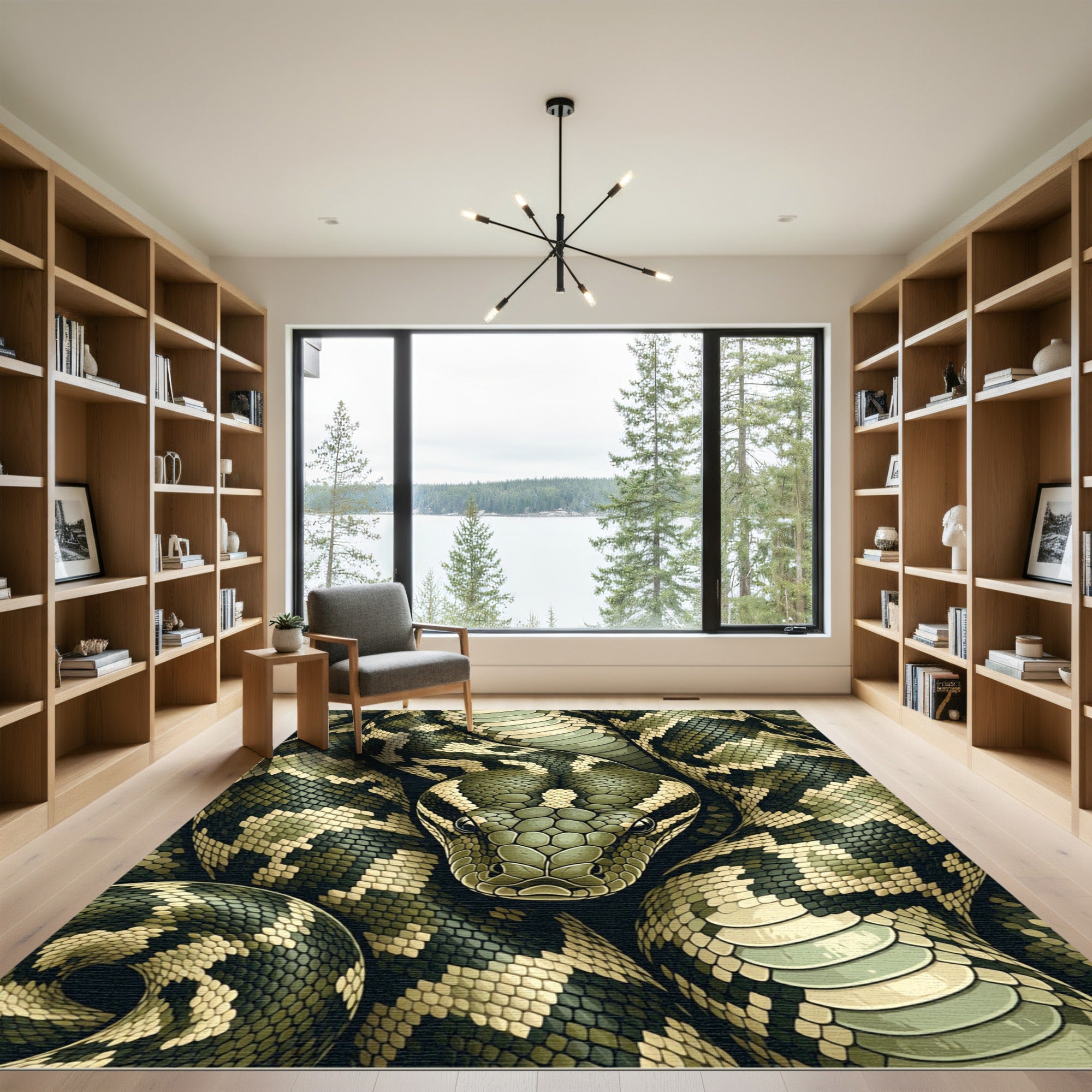 Emerald Snake Skin Texture Rug