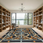 Gold Gray Intersecting Ornate Lattice Rug