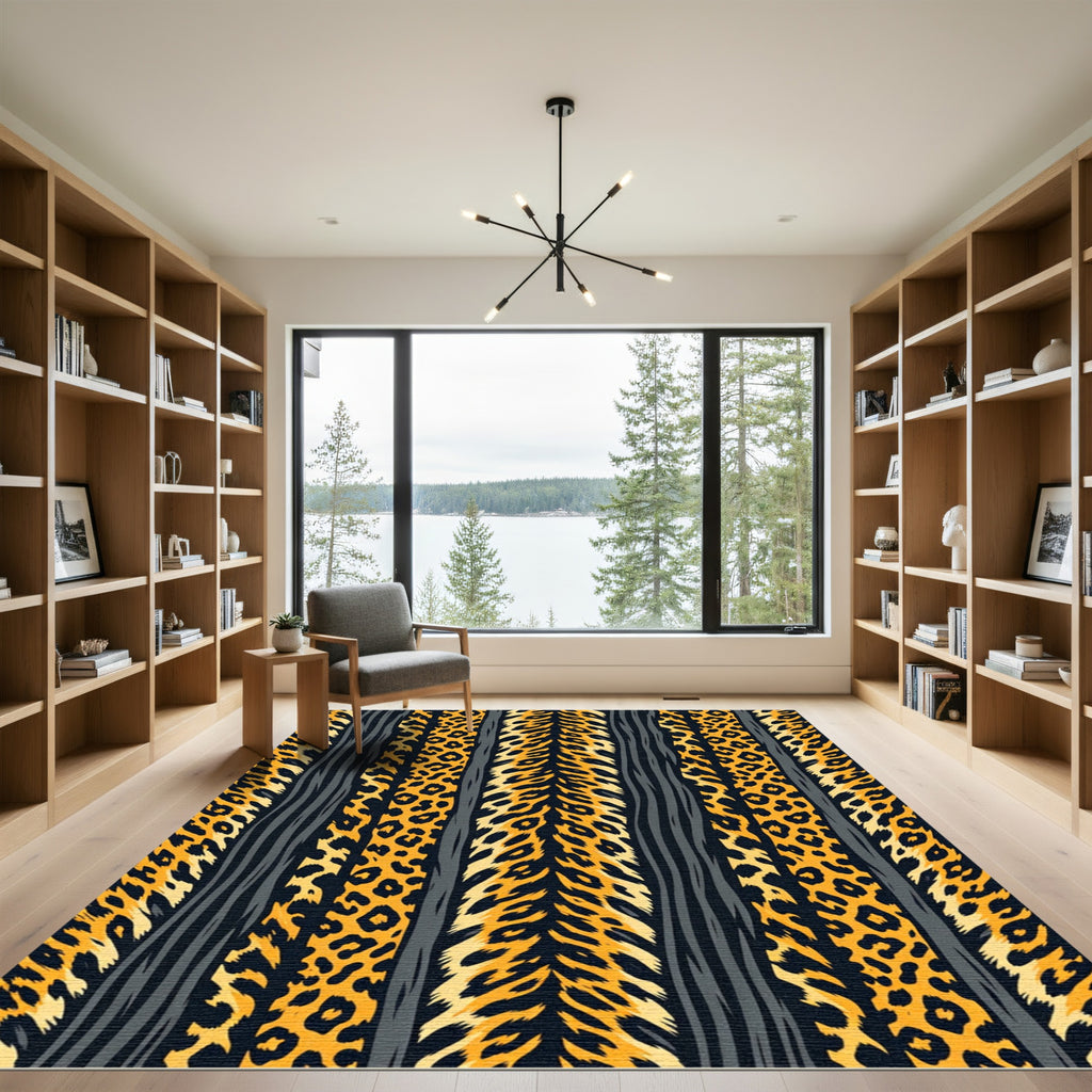 Bold Tiger and Leopard Stripe Rug
