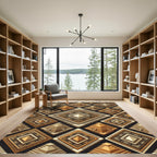Aztec Sun Pyramid Tribal Diamond Rug