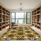 Golden Yellow Sunflower Repeat Pattern Rug