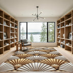 Gold White Fan Art Deco Rug