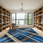 Bold Blue Plaid Overlay Pattern Rug