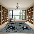 Modern Gray Ink Splatter Abstract Art Rug