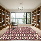 Rose Pink Geometric Lattice Floral Rug