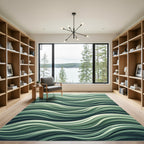 Sophisticated Sage Wavy Ocean Flow Rug