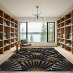 Black Gold Fan Art Deco Rug