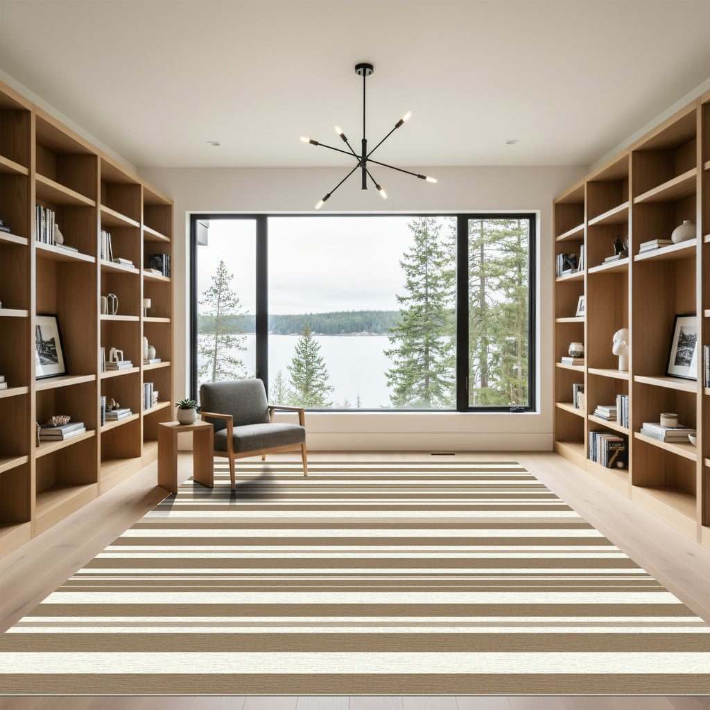 Earthy Neutral Tones Striped Rug