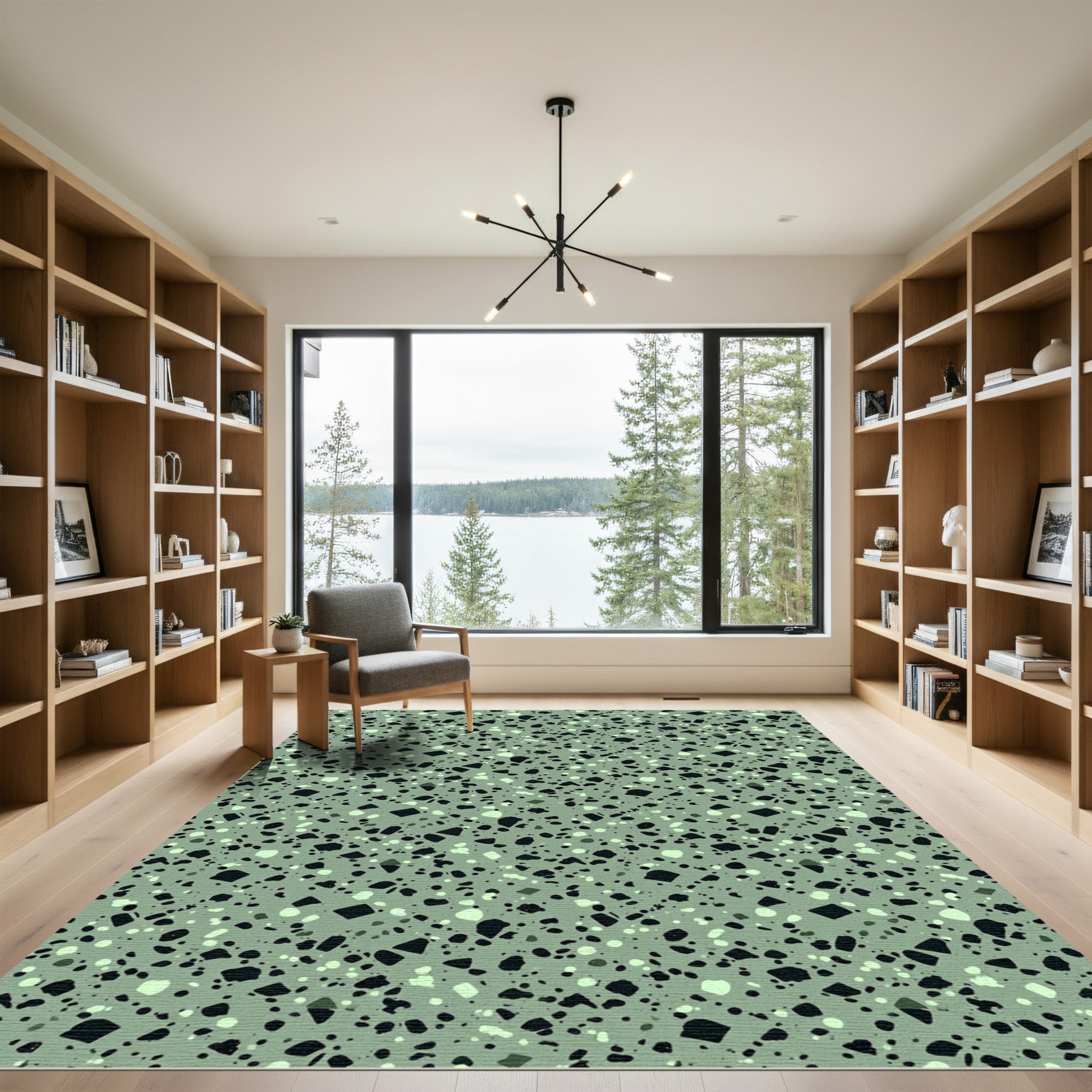 Sage Green Speckled Abstract Terrain Rug