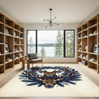 Rustic Woodland Fawn Pine Antler Illustration Rug