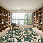 Elegant Sage Green Botanical Vine Scroll Rug