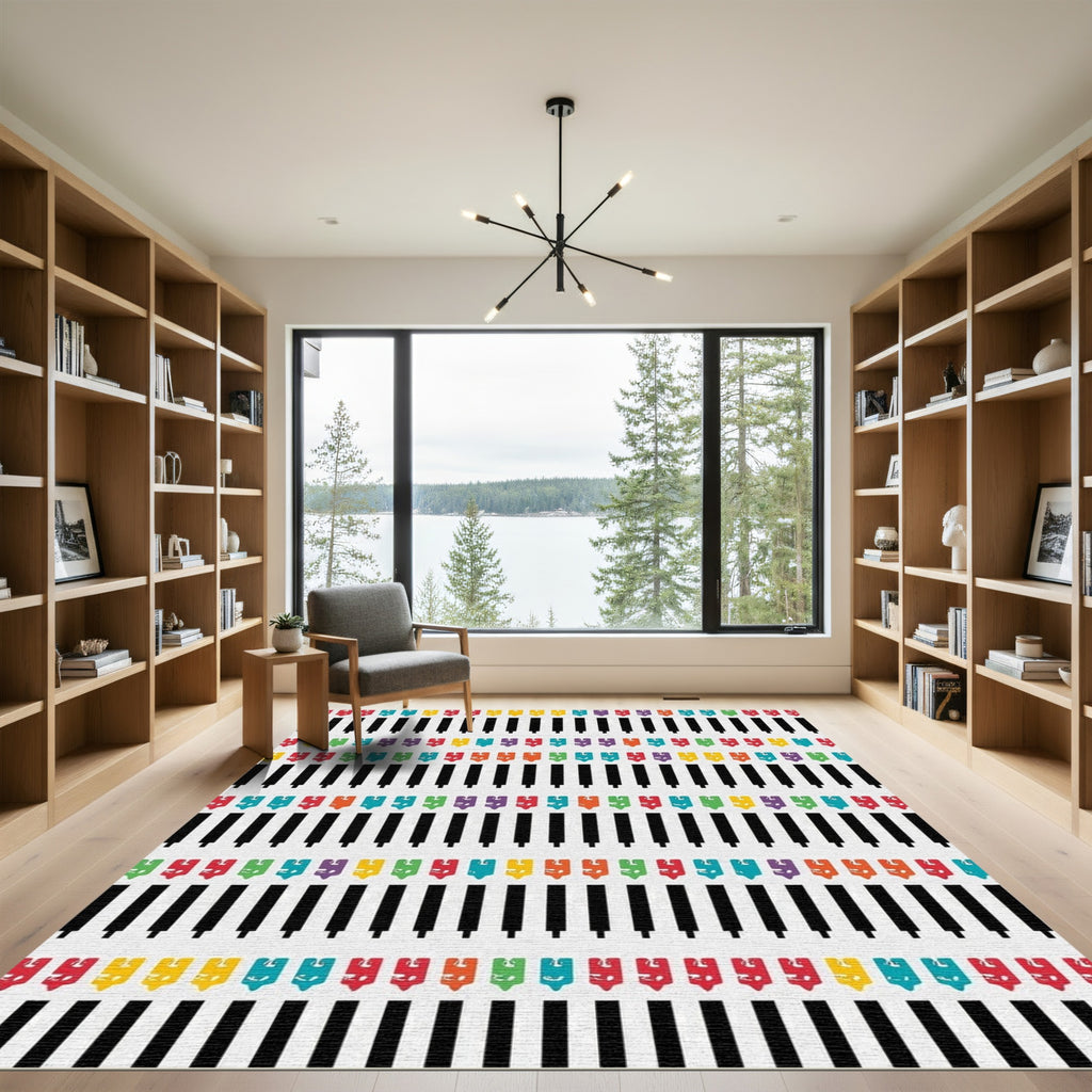 Colorful Piano Keys Repeating Pattern Rug