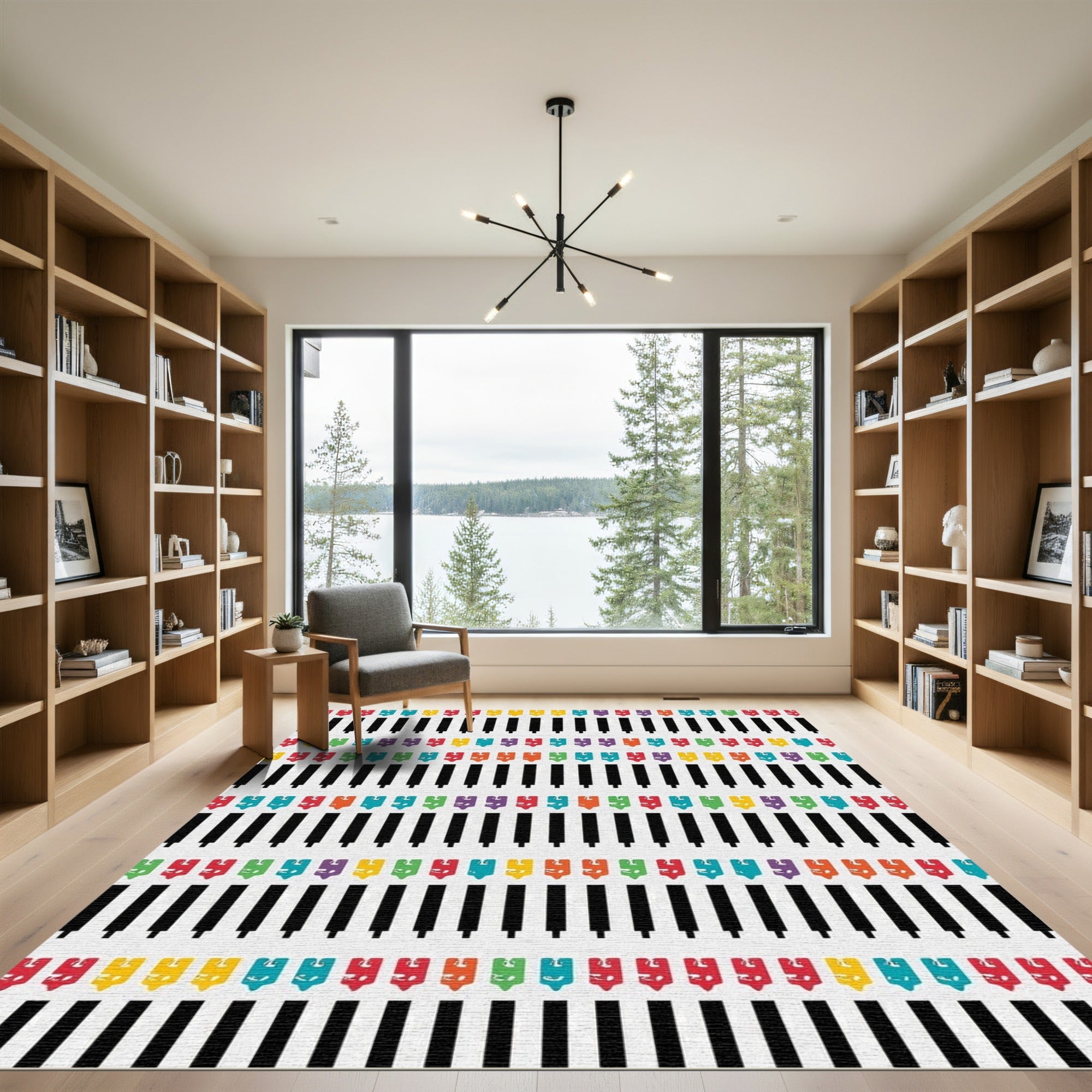 Colorful Piano Keys Repeating Pattern Rug