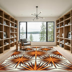 Burnt Orange Starburst Geometric Arrangement Rug