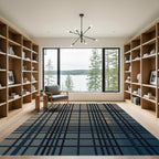 Modern Charcoal Grid Geometric Graphic Rug
