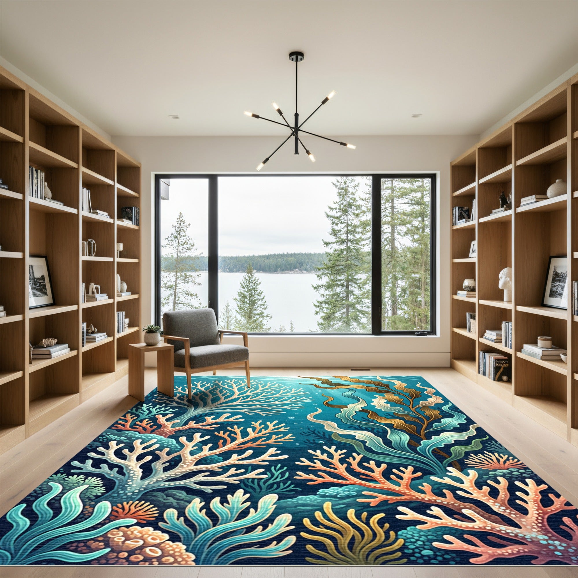 Vibrant Oceanic Coral Reef Seaweed Rug