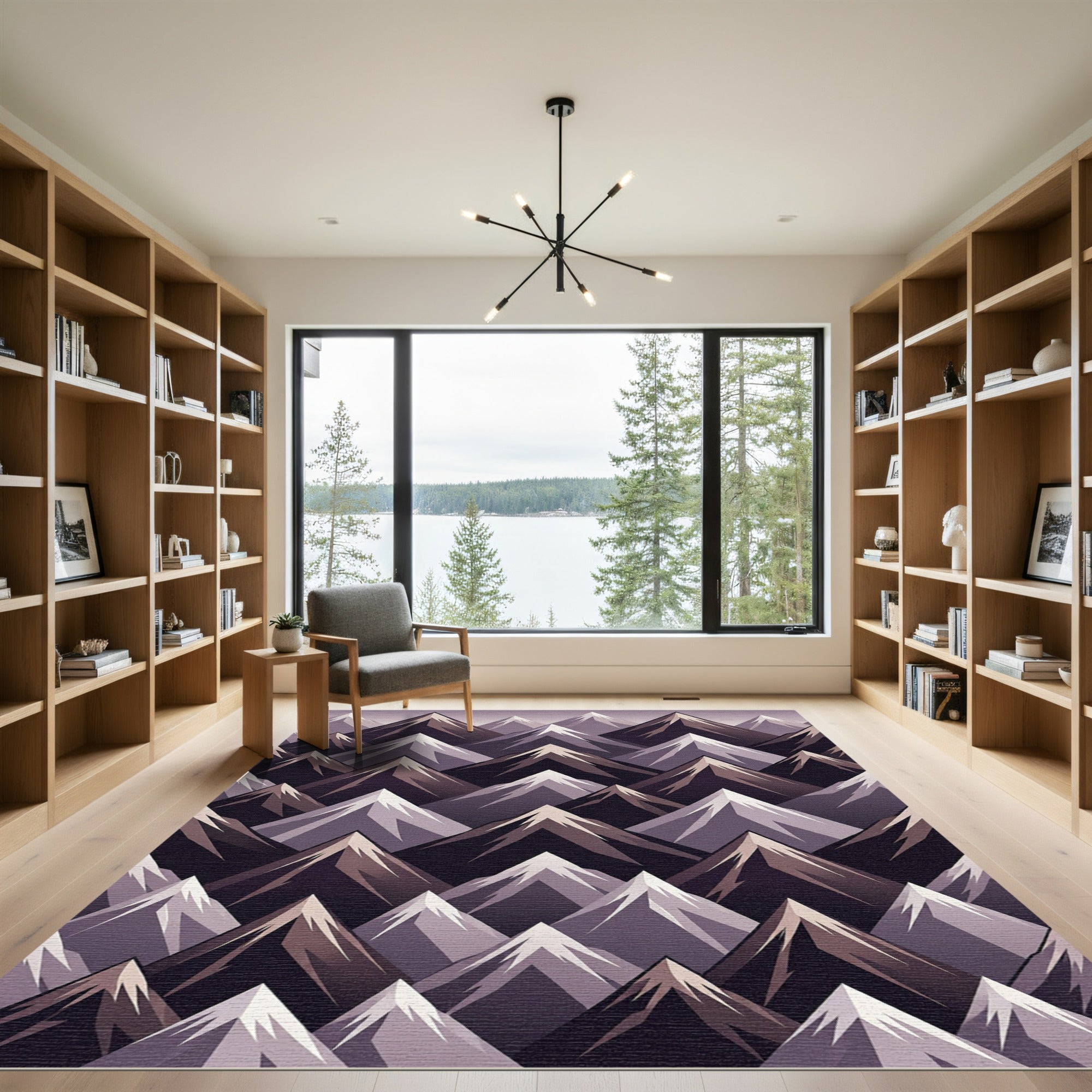 Geometric Alpine Mountain Peak Rug
