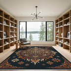 Ornate Amber Mandala Floral Medallion Rug