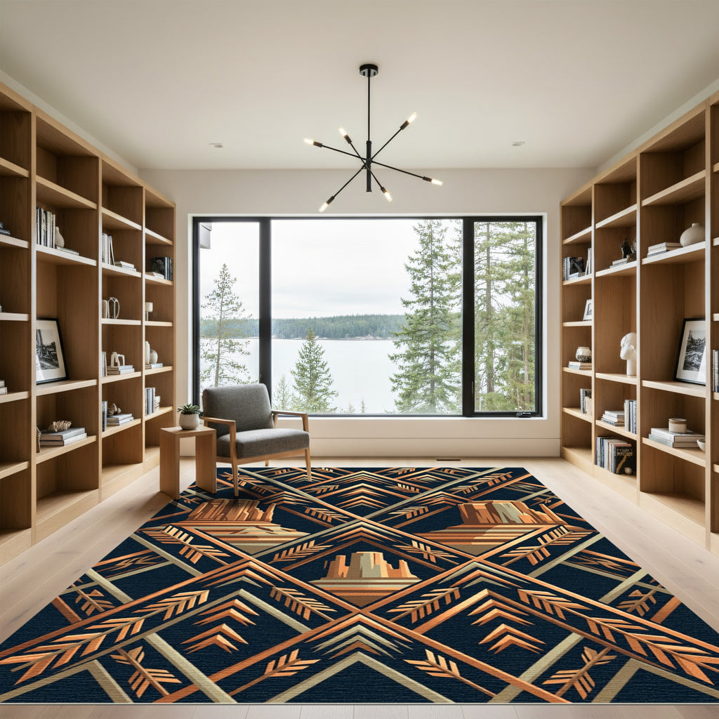 Art Deco Southwestern Copper Mesa Rug