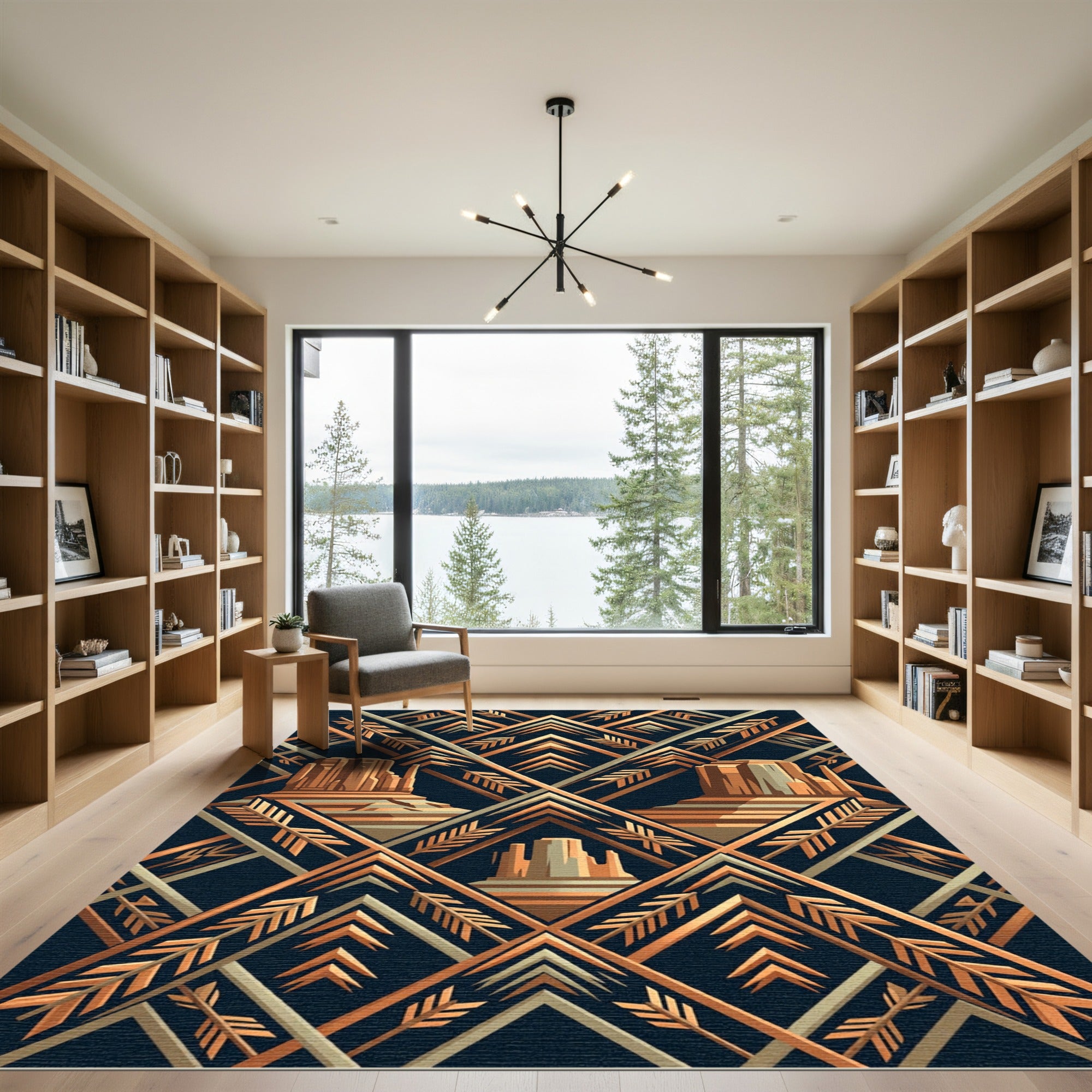 Art Deco Southwestern Copper Mesa Rug