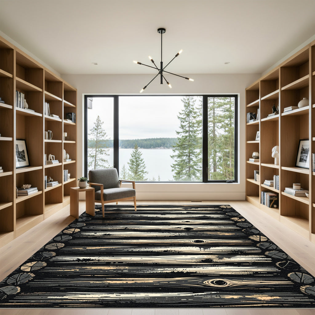 Rustic Log Cabin Wood Plank Rug