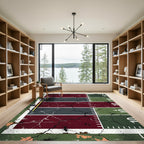 Distressed Football Field Grid Lines Rug