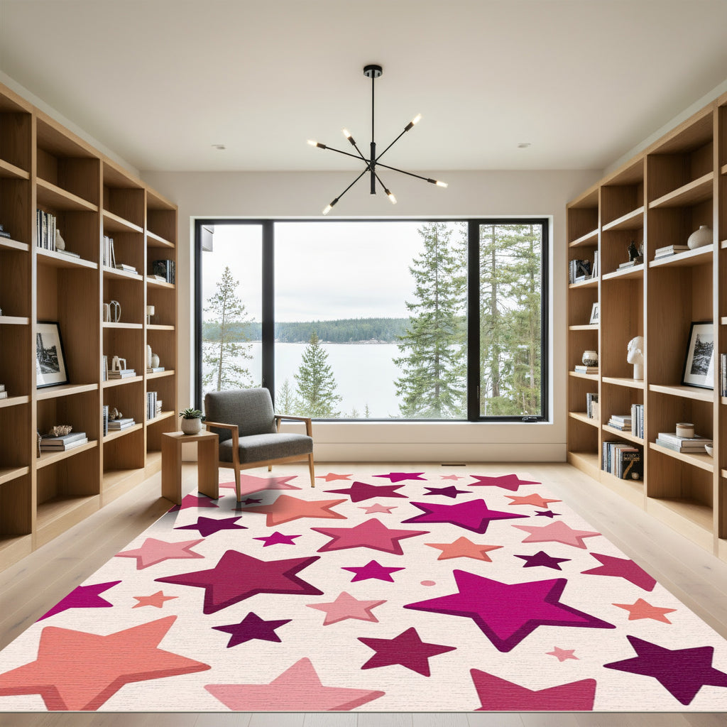 Pink Hues Scattered Starburst Rug