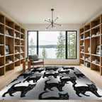 Black Cats Across Brushed Metal Rug