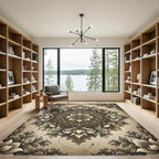 Vintage Neutral Floral Medallion Area Rug