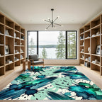 Aqua Teal Splatter Brush Stroke Rug