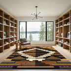 Abstract Terracotta Step Pyramid Geometric Art Rug