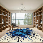 Splattered Blue Abstract Explosion Rug