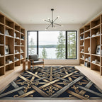 Antique Wood Grid Fleur-de-lis Lattice Rug