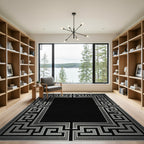 Antique Silver Greek Key Frame Rug
