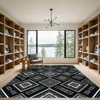 Monochromatic Geometric Diamond Boho Art Rug