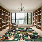 Scenic Highland Collie Dog Mountain Landscape Rug