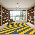 Bold Yellow and Charcoal Diagonal Stripe Rug