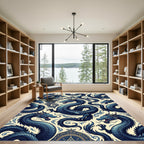 Enigmatic Blue Imperial Dragon Medallion Rug