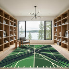 Abstract Geometric Field Forest Green Accent Rug
