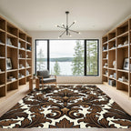 Rich Brown Vintage Acanthus Scroll Rug