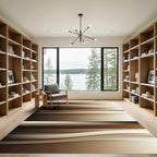 Earthy Brown Abstract Wavy Stripe Rug