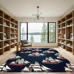 Classic Navy Sailing Ship Armada Rug
