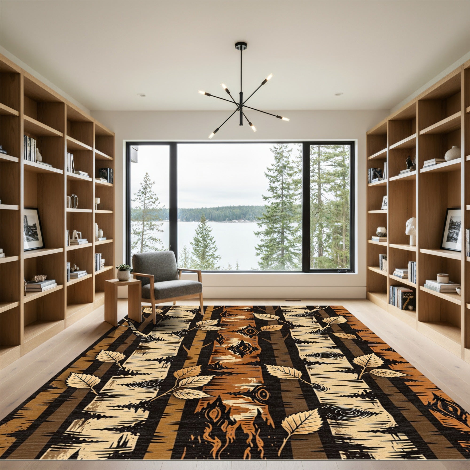 Autumn Birch Bark And Leaves Rug