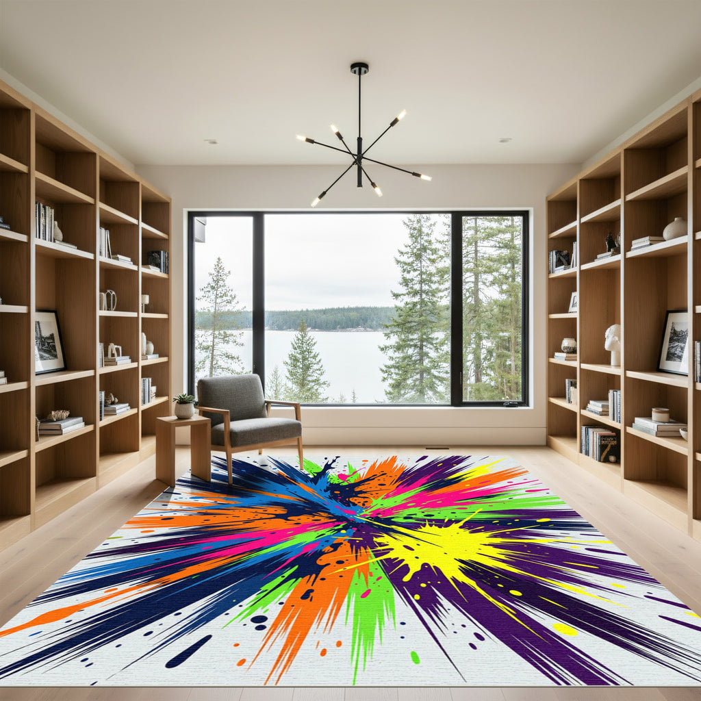 Vibrant Multi-Color Abstract Paint Splash Rug