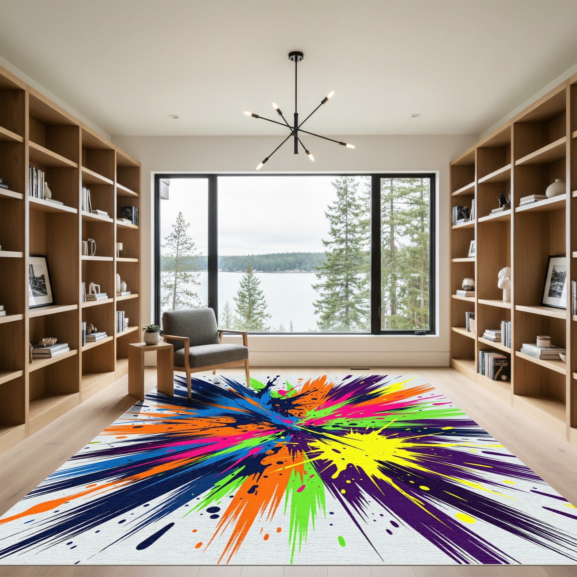 Vibrant Multi-Color Abstract Paint Splash Rug