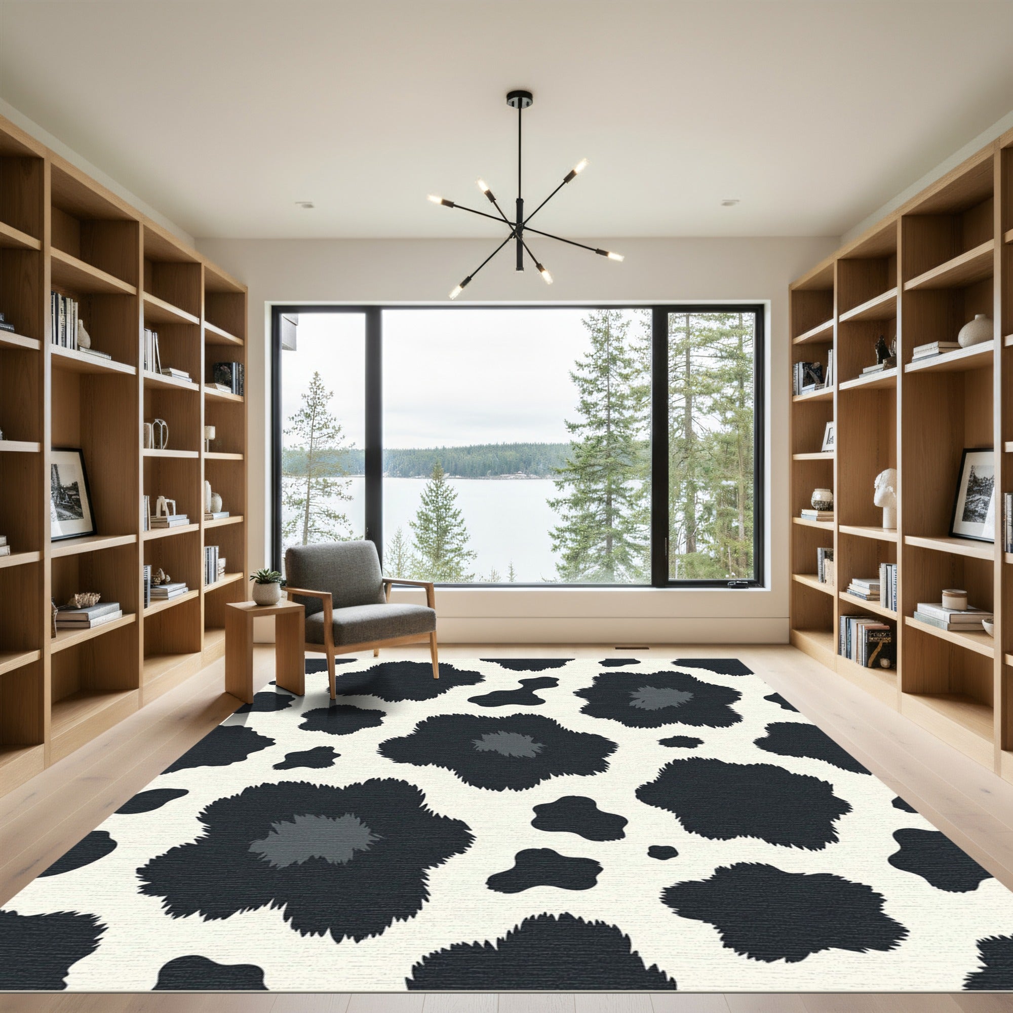 Black and White Abstract Animal Spot Rug