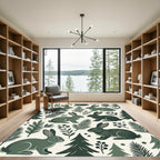 Woodland Forest Rabbit and Pine Rug