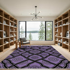 Ornate Lavender Lattice Floral Damask Rug